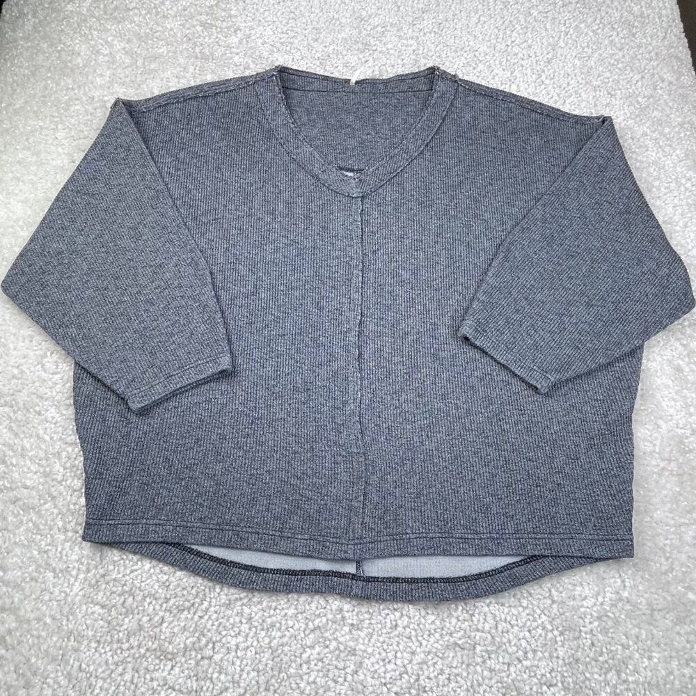 Free People V-Neck Oversized Sweater Heathered Navy Blue